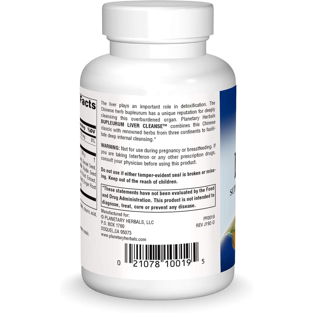 Planetary Herbals Bupleurum Liver Cleanse 545Mg - with Calcium, Cypress Rhizome, Ginger & More - 72 Tablets