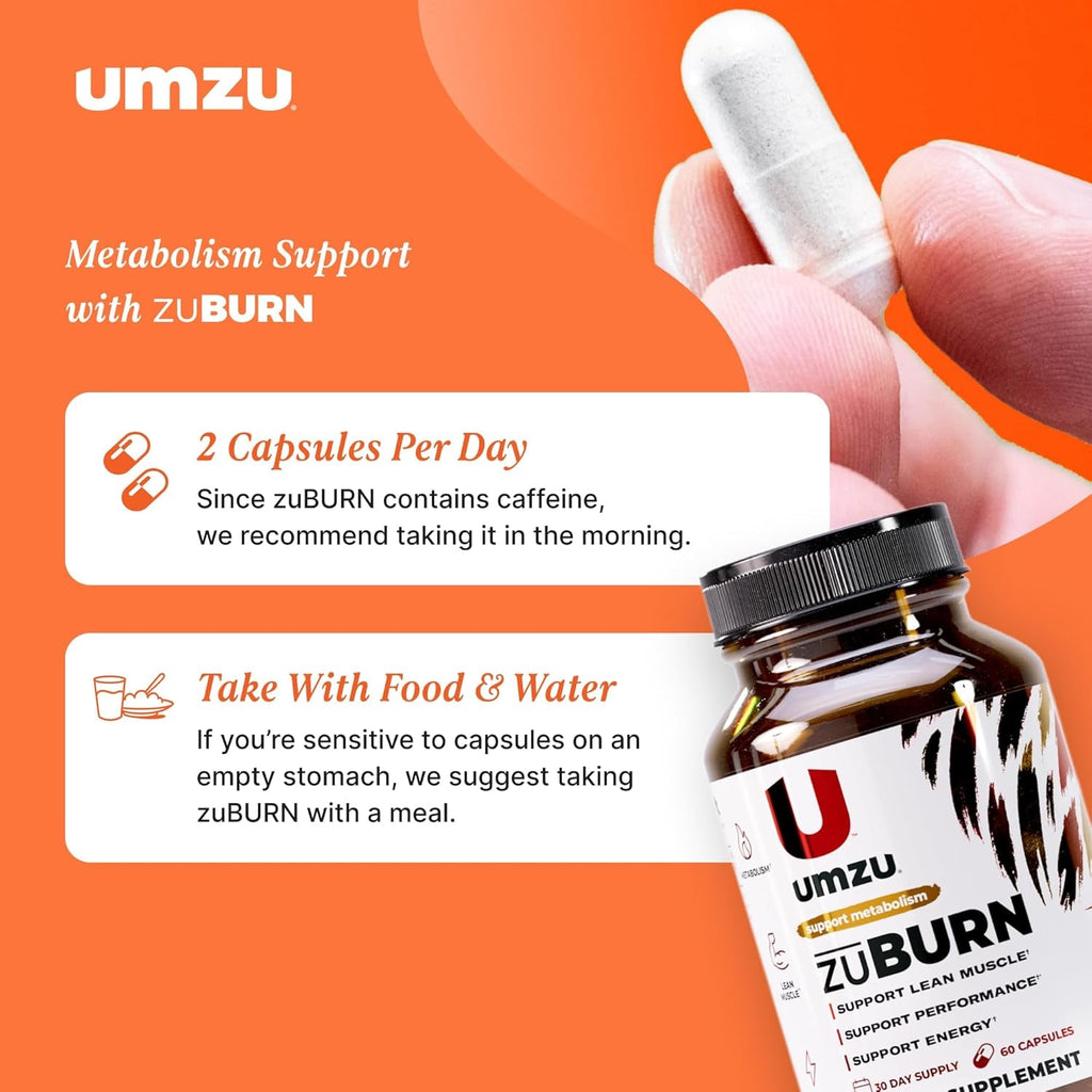 UMZU Zuburn Energy Support Supplement, (30 Day Supply) – Caffeine Mitoburn Capsimax Grains of Paradise B6 & B12 – Energy Supplements for Daily Energy, Focus & Active Lifestyle Support General Wellness