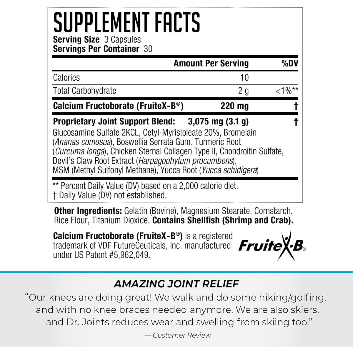 Dr. Joints NDS Nutrition Advanced - Joint Health Formula with Fruitex-B, Glucosamine & Chondroitin - Improved Mobility & Flexibility - 90 Capsules