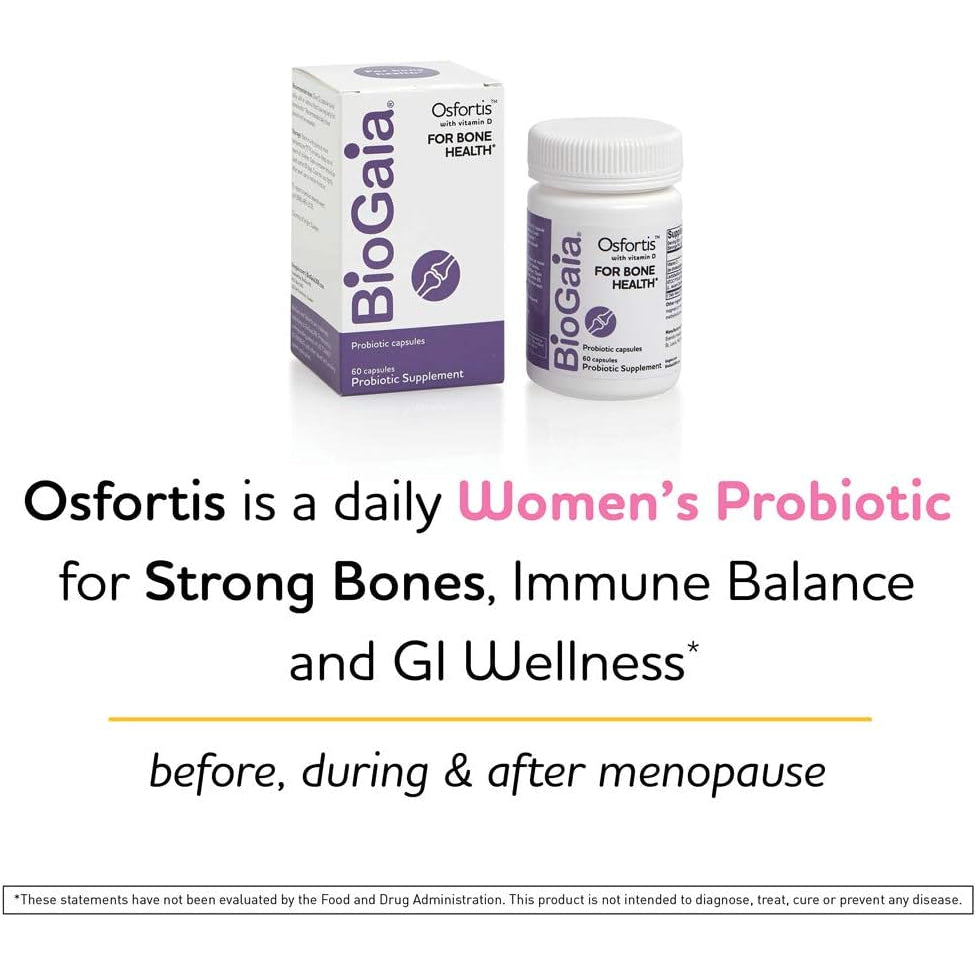 Biogaia Osfortis, Women’S Probiotic for Strong Bones, Immune Balance & GI Wellness, Contains L. Reuteri 6475, 60 Capsules, 1 Pack