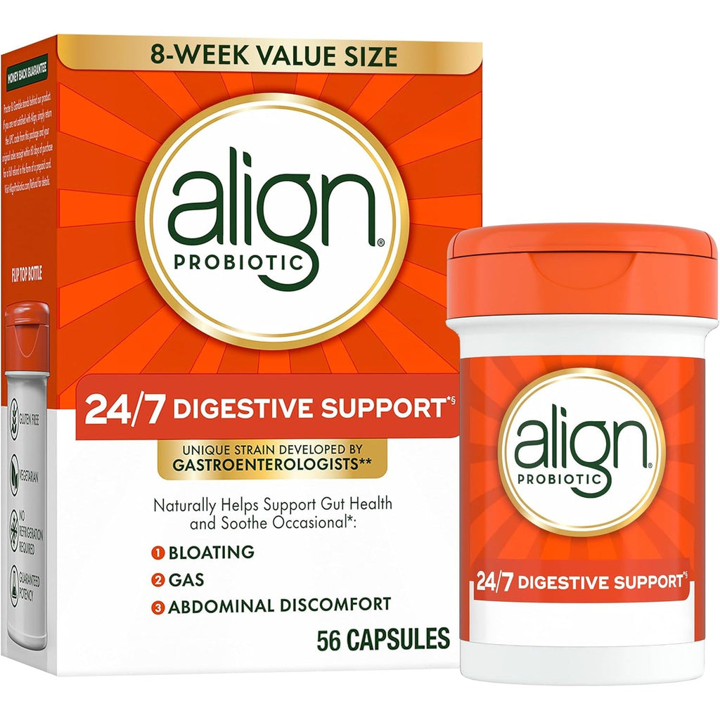 Align Probiotic, 24/7 Digestive Support*§, Probiotics for Women and Men, Probiotics for Digestive Health, Men and Womens Probiotic Capsules Help Relieve Occasional Bloating & Gas*, 56 Capsules