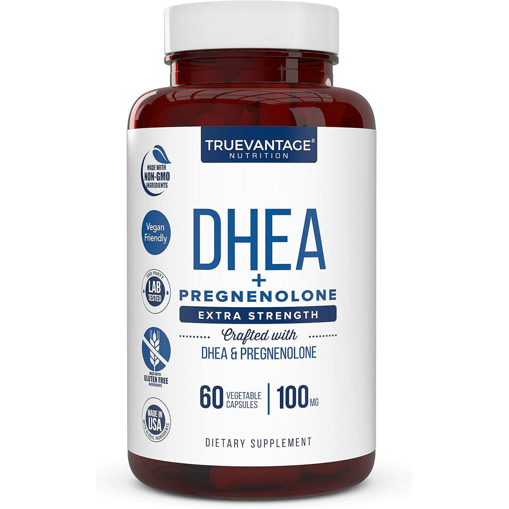 Truevantage Nutrition DHEA 100 Mg with Pregnenolone 60 Mg – Vegetable Capsules, Non-Gmo