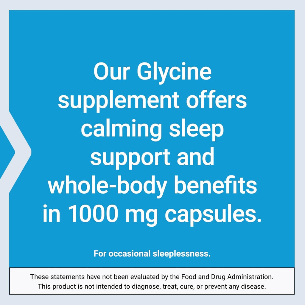 Life Extension Glycine, 1000 Mg, Amino Acid That Promotes Healthy Sleep, Gluten-Free, Non-Gmo, Vegetarian, 100 Capsules