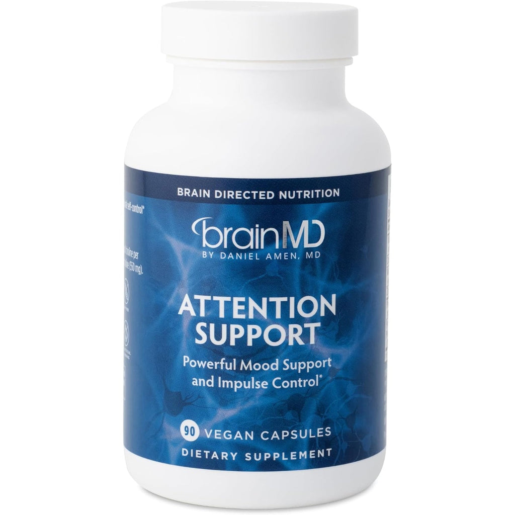BRAINMD Dr Amen Attention Support - 90 Capsules - Promotes Mental Focus & Impulse Control - Gluten Free - 30 Servings