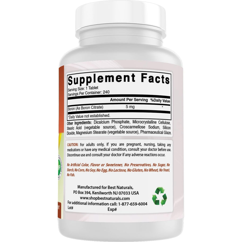 Best Naturals Boron Supplements 5 Mg 240 Tablets (240 Count (Pack of 1))
