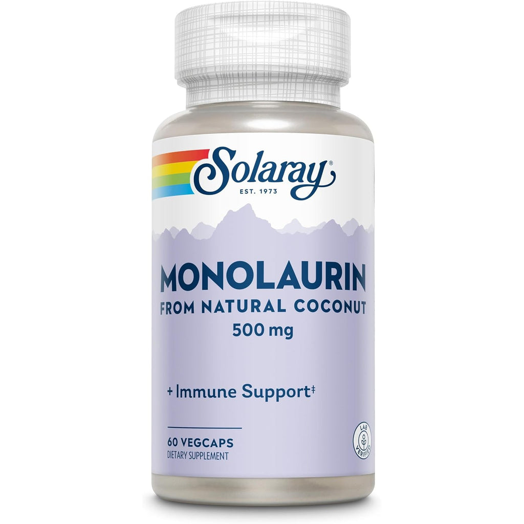 SOLARAY Monolaurin 500Mg from Natural Coconut - Monolaurin Supplement for Powerful Nutritive Support - Lab Verified - 60 Servings, 60 Vegcaps