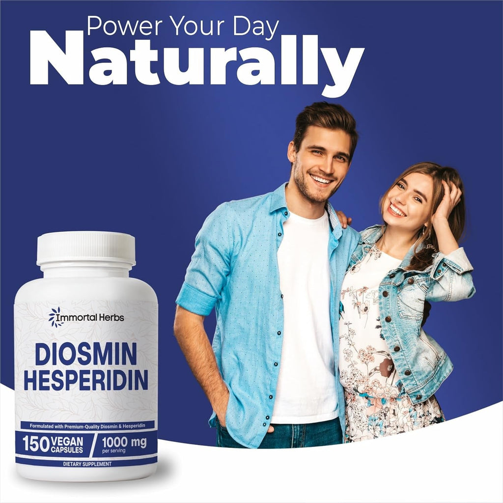 Diosmin Hesperidin 1000Mg Complex, 150 Capsules, Citrus Bioflavonoids Rich Fruit Extract, 100% Vegetarian, Non-Gmo & Gluten Free Diosmin Supplement with Max Strength