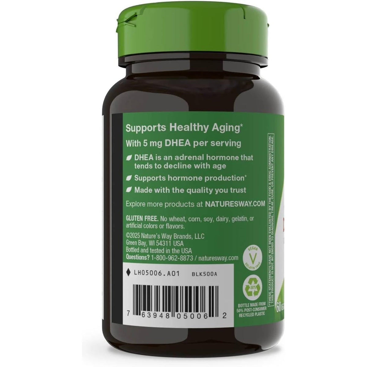 Nature'S Way Youthful You DHEA 5Mg Energy Support Capsules, 60 Count