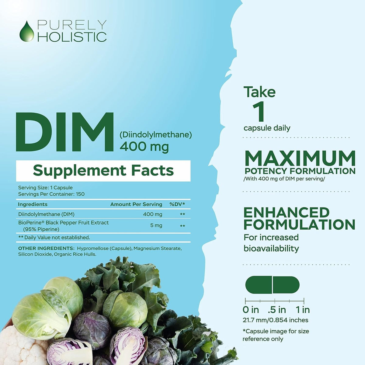 DIM Supplement 400MG | Extra Strength | Estrogen & Hormone Balance for Men and Women | Five Month Supply | Menopause, Prostate & Energy Support | Diindolylmethane | Vegan & Non-Gmo | 150 Capsules