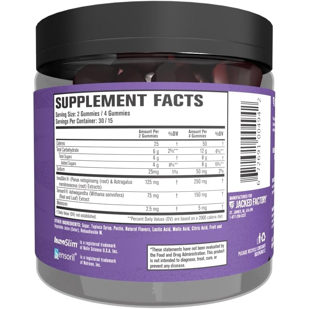 Jacked Factory Lean PM Weight Loss Gummies - Night Time Fat Burner & Appetite Suppressant Sleep Supplement with Melatonin & Ashwagandha - 60 Metabolism Gummies, Midnight Berry