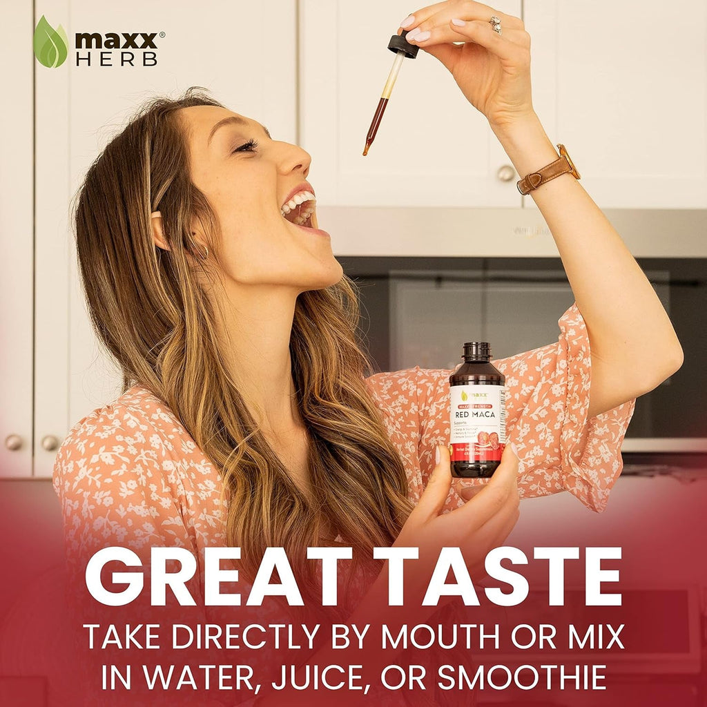 Maxx Herb Red Maca Root Extract - Max Strength Liquid Drops Absorb Better than Powder or Capsules, for Stamina, Memory and Focus - 4 Oz Bottle (60 Servings)