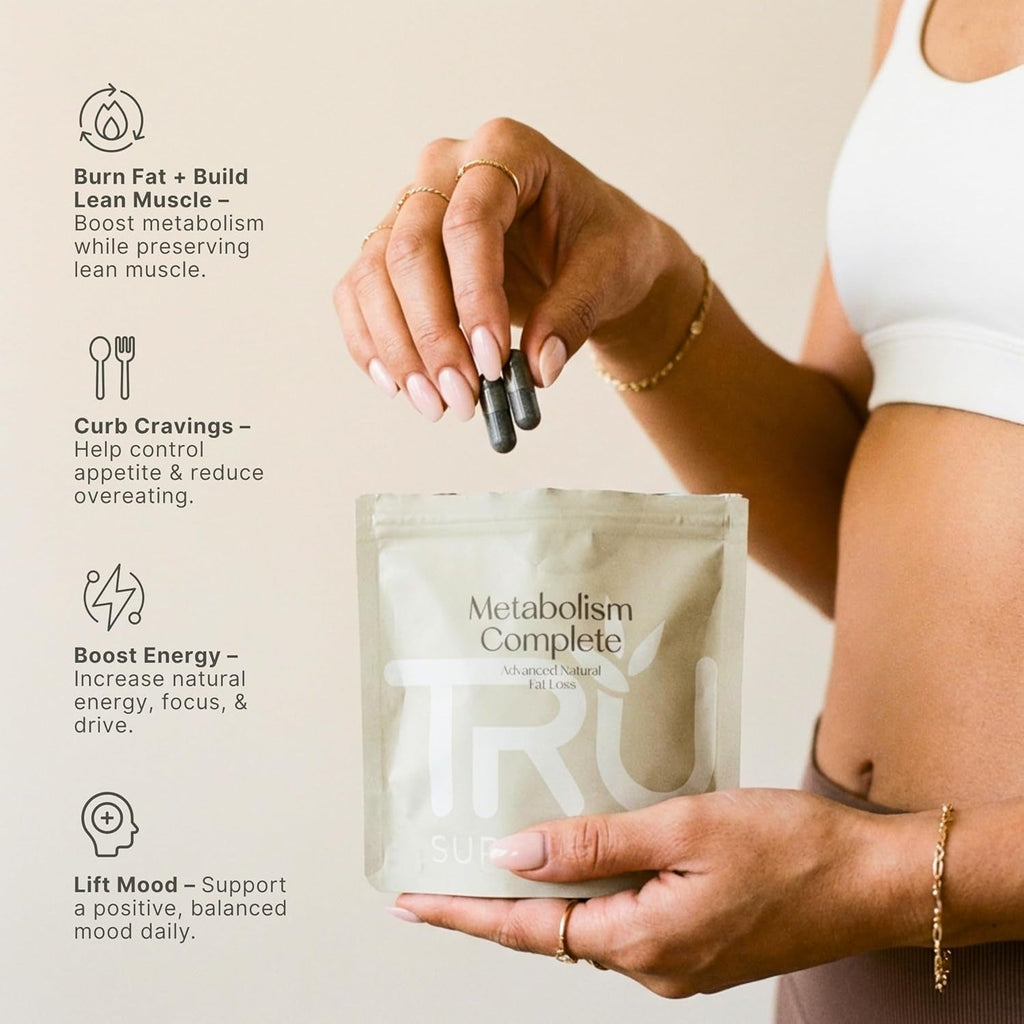 TRU Supplements Metabolism, Advanced Fat Loss, Fight Cravings, Boost Mood, No Jitters or Crash, 30 Servings