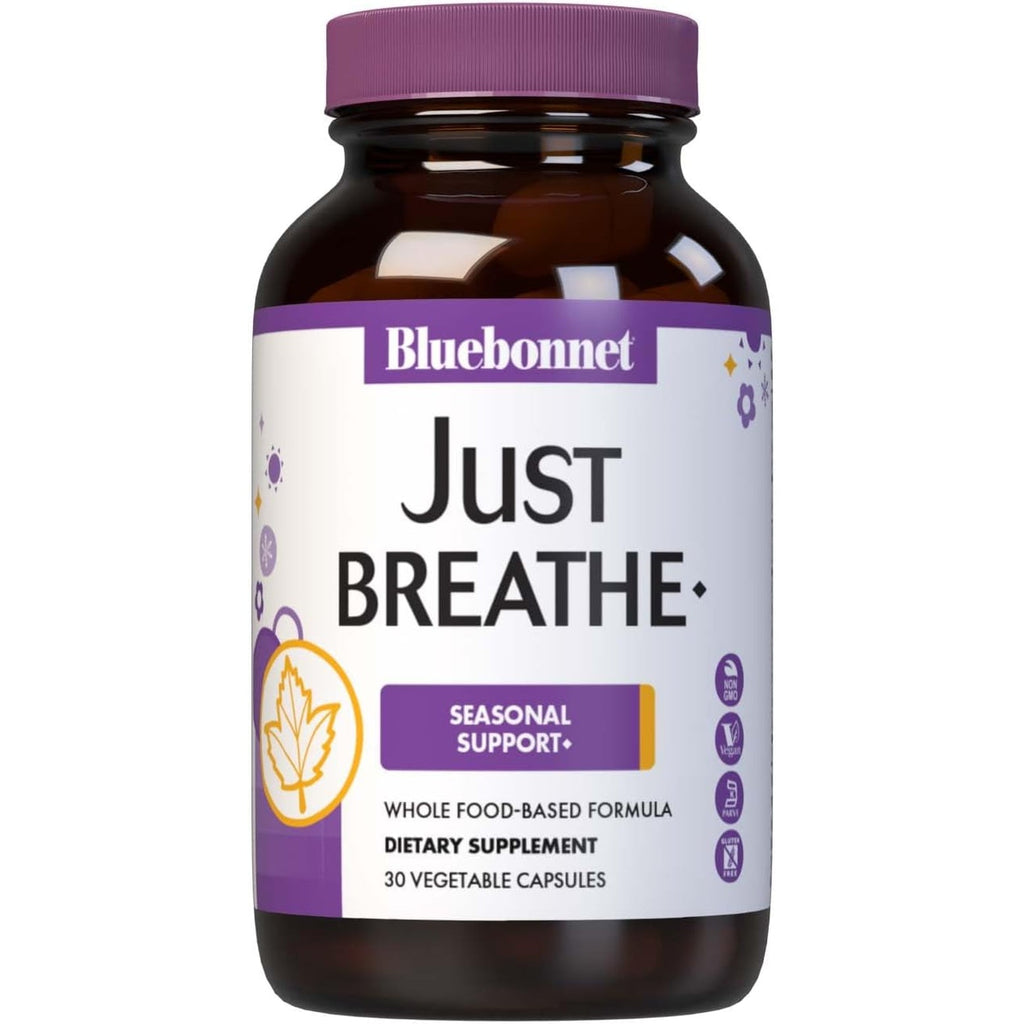 Bluebonnet Nutrition Justbreathe, Seasonal Support*, Non-Gmo, Kosher Certified, Gluten-Free, Soy-Free, Dairy-Free, 30 Vegetable Capsules, 15 Servings
