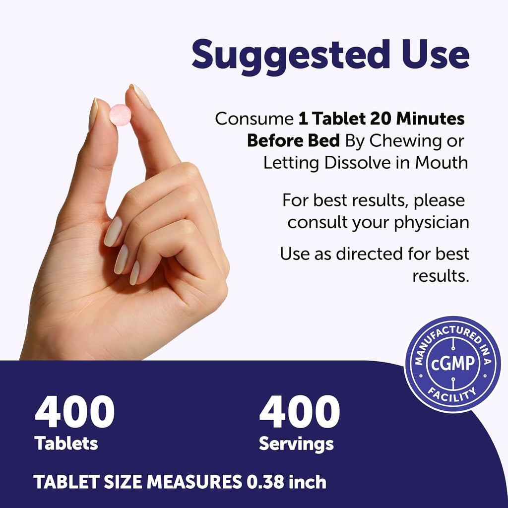 Micro Ingredients Melatonin 20Mg, 400 Tablets | Strawberry Flavor | Fast Dissolve | 100% Drug Free | Vegetarian Friendly | Non-Gmo, No Gluten, Sugar Free