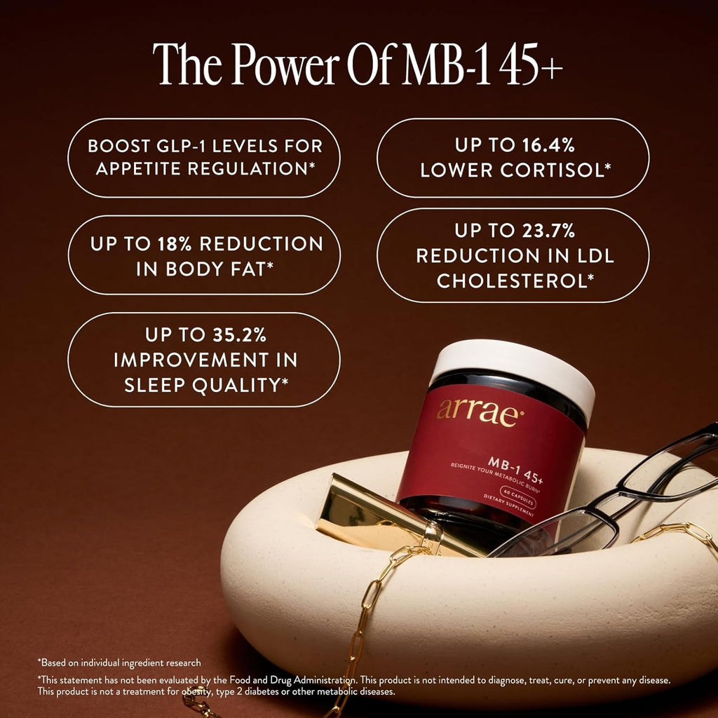 Arrae MB-1 45+, Natural Dietary Supplement, Control Appetite, Increase Energy, Support Healthy Metabolism, 60 Capsules