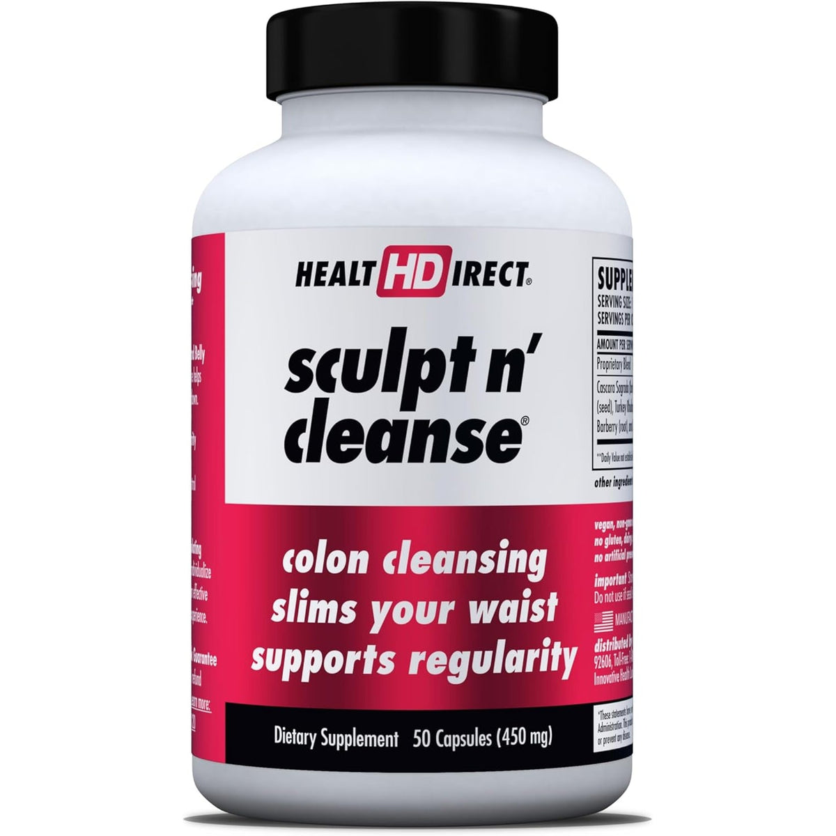 HEALTH DIRECT Sculpt N' Cleanse - Herbal Colon Cleanse for Digestive Health & Regularity - Natural Detox & Gut Flush Supplement - 50 Veggie Capsules
