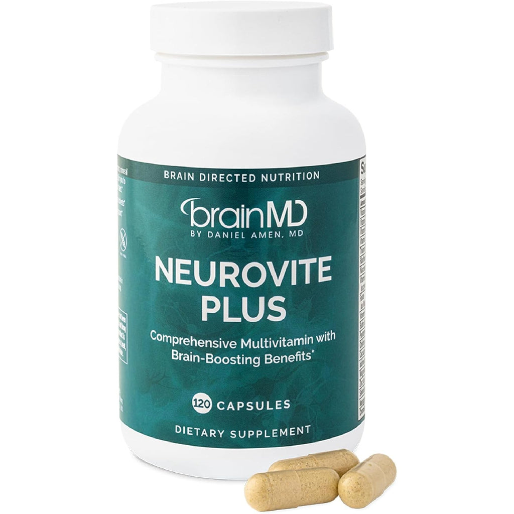 BRAINMD Dr Amen Neurovite plus - 120 Capsules - Multivitamin & Mineral Supplement, Enhanced with Phytonutrients, Enzymes & Whole Foods - Gluten Free - 30 Servings