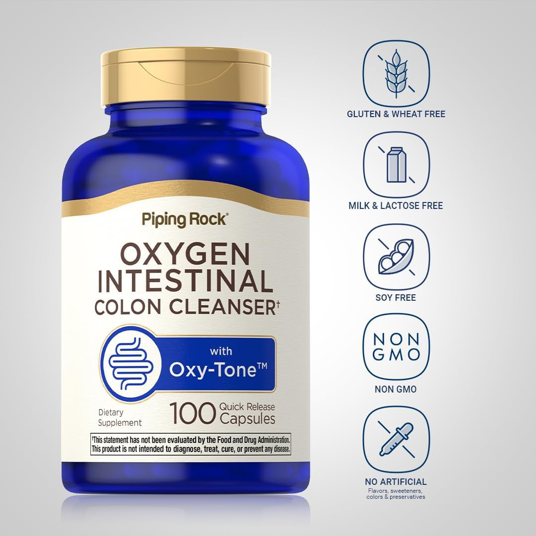 Piping Rock Colon Cleanse | 100 Capsules | Oxy-Tone Oxygen Intestinal Cleanser | Non-Gmo, Gluten Free Supplement