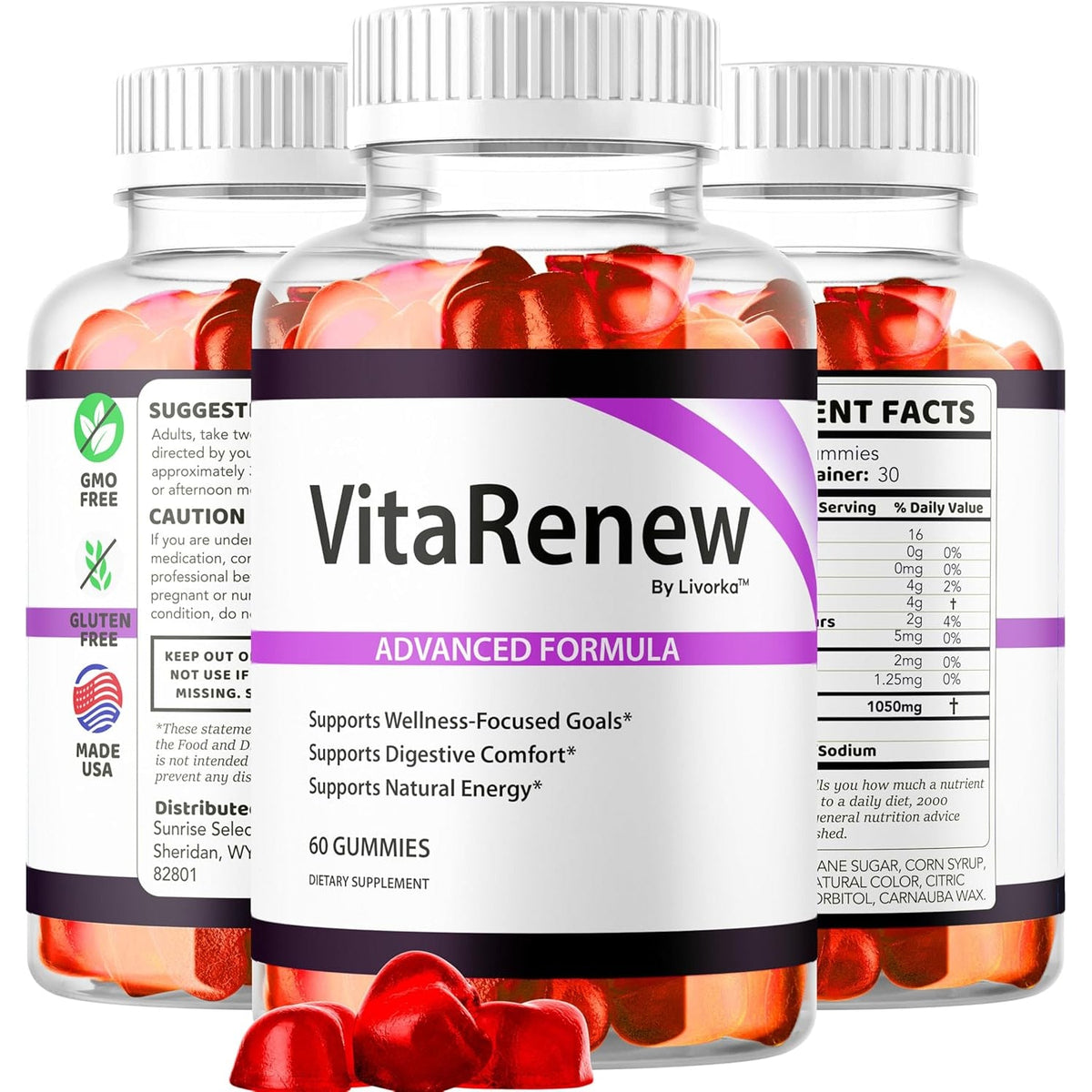 Vitarenew Gummies - Original Vitarenew Advanced 1050MG Formula - Maximum Strength, Supplement Gummy Official Formula Vita Renew All Natural Overall Wellness Support, 60 Gummies for 1 Month