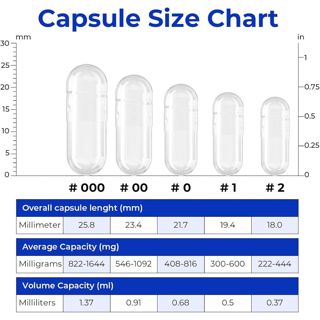 Empty Vegan Capsules Size 00-100 Count DIY Vegetable Capsules