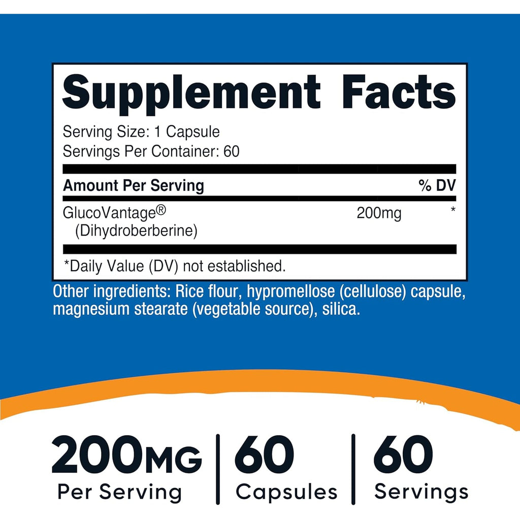 Nutricost Dihydroberberine Capsules (200Mg, 60 Capsules) - More Bioavailable Metabolite of Berberine