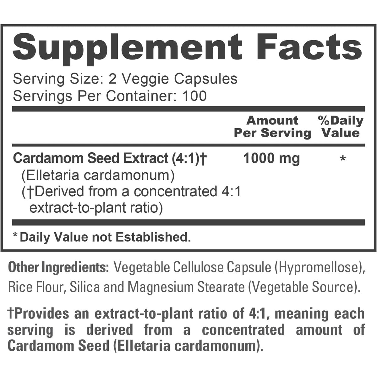 Nusapure Cardamom Capsules, 1000 Mg, 200 Veg Capsules (Non-Gmo, Vegan)