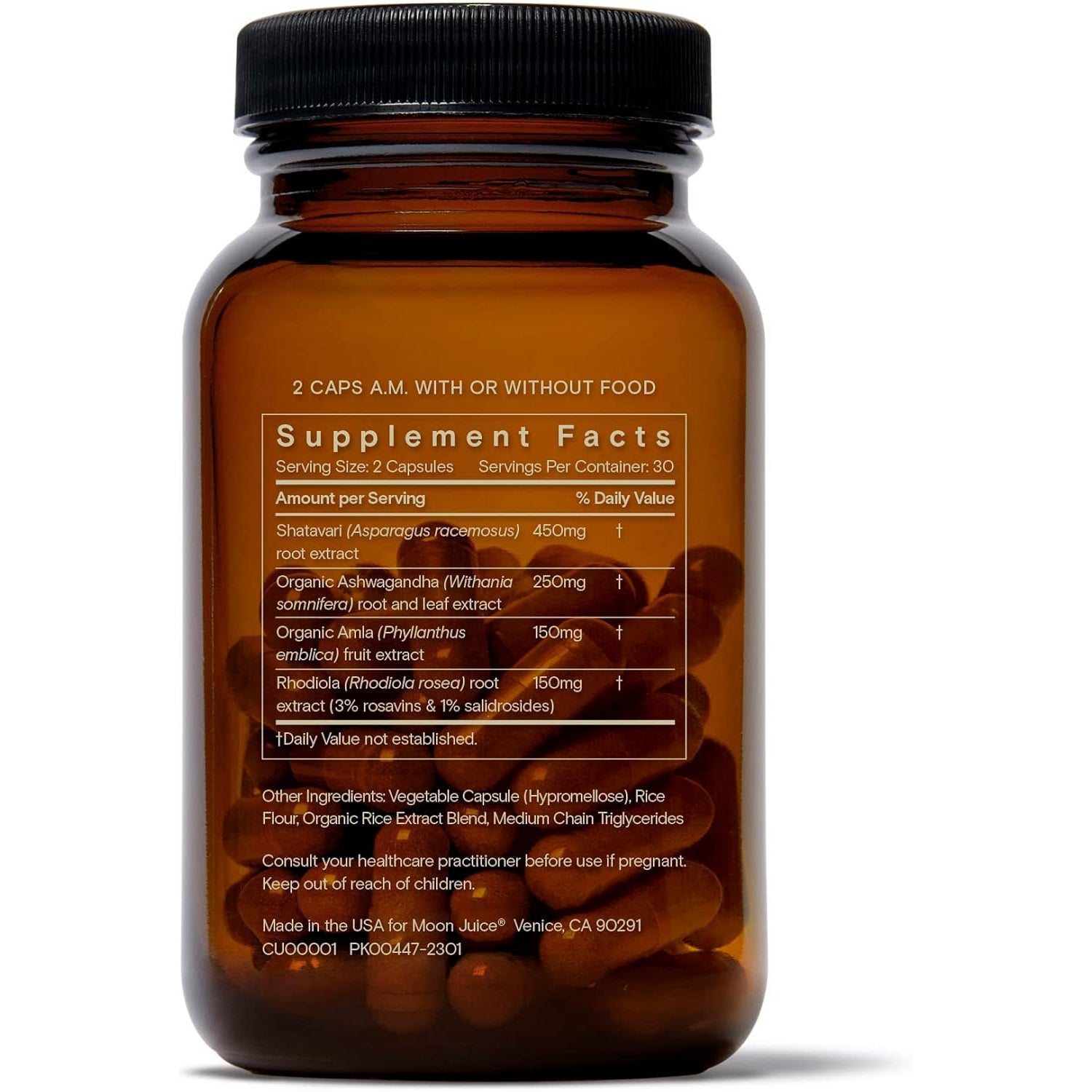 Moon Juice Superyou Ashwagandha Supplements with Rhodiola, Shatavari & Amla - Cortisol Reducer for Energy, Mood, Focus and Stress Support, Vegan, Non-Gmo & 100% Traceable, 60 Capsules, 30 Servings