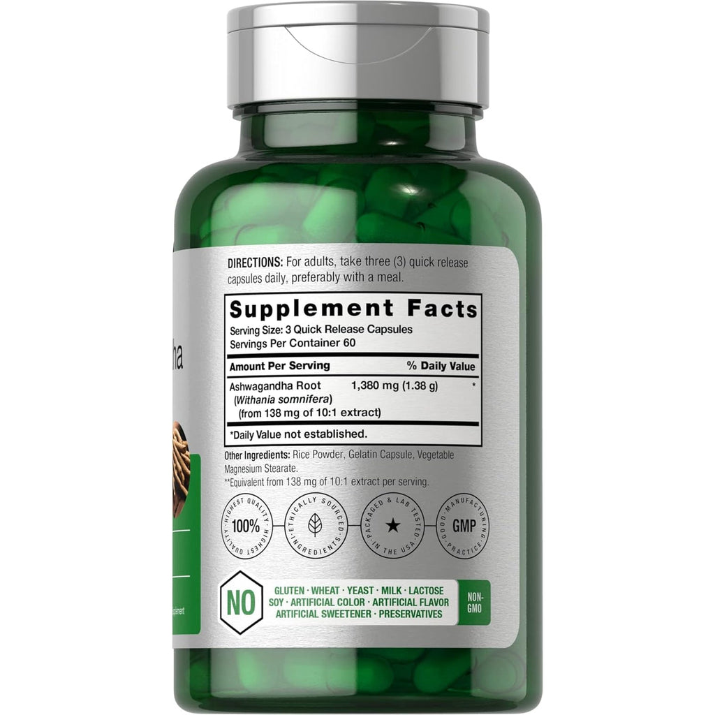 Horbäach Ashwagandha Root Supplement | 180 Capsules | for Women and Men | Herbal Extract | Non-Gmo, Gluten Free