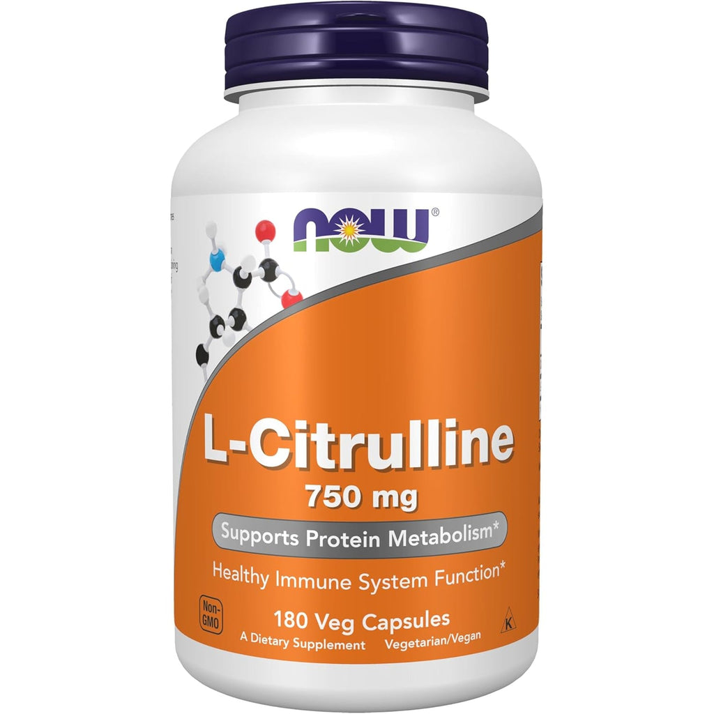 NOW Foods Supplements, L-Citrulline 750 Mg, Supports Protein Metabolism*, Amino Acid, 180 Veg Capsules