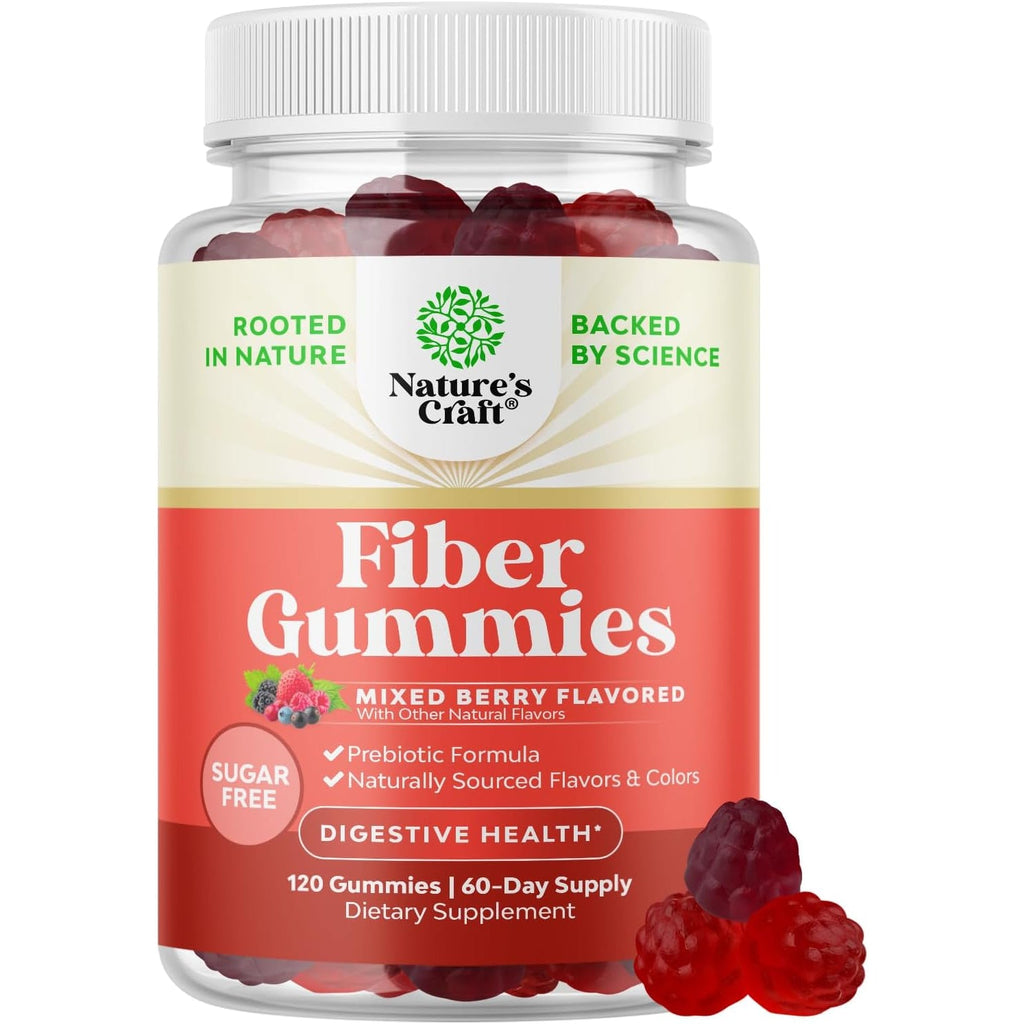 Fiber Gummies for Adults - Chicory Root Supplement with Prebiotic Support for Gut & Digestive Health - Soluble Digestion Capsules for Stomach Regulation & Immune Aid - Sugar Free & Vegan - 120 Count