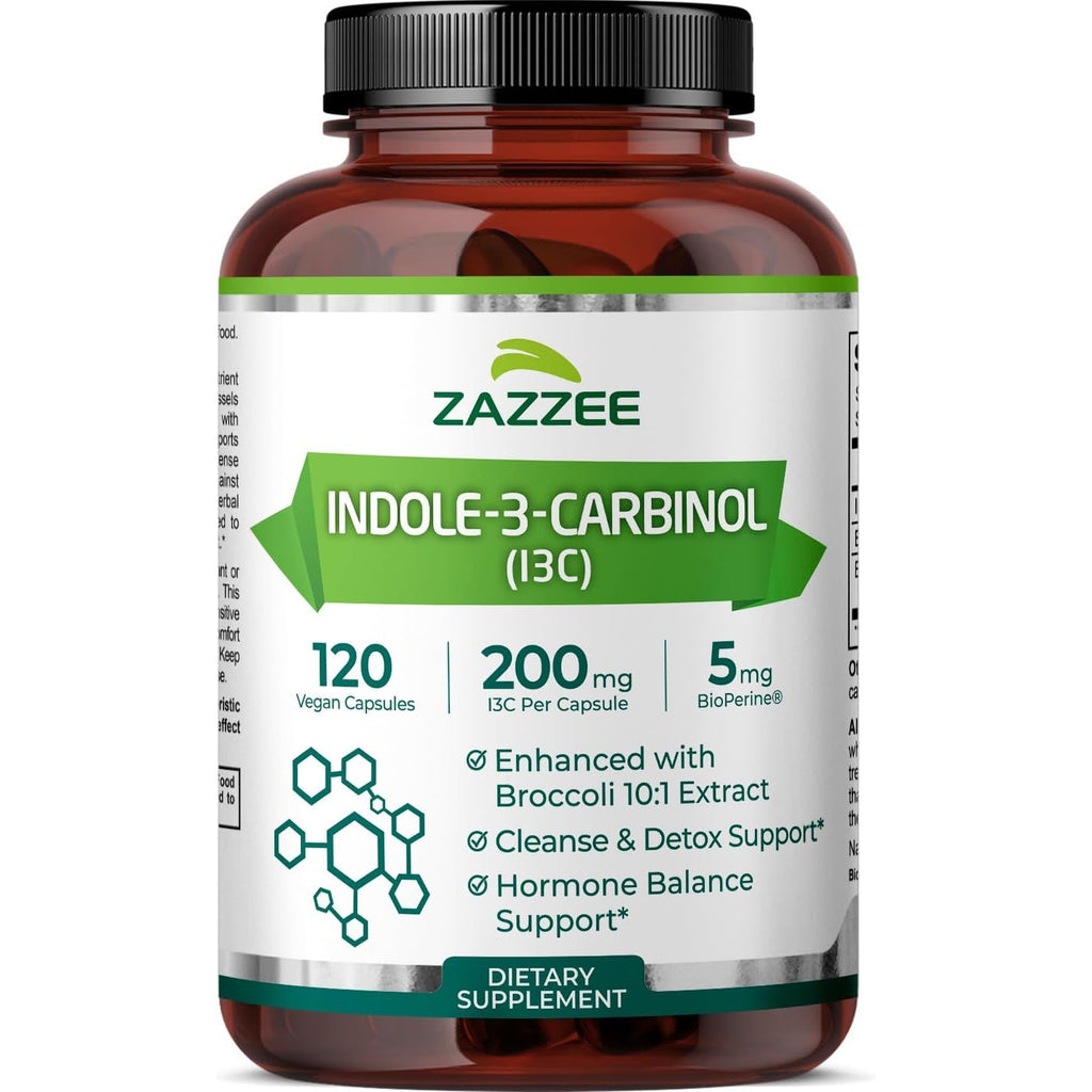 Zazzee High Absorption Indole-3-Carbinol (I3C), 200 Mg per Capsule, 120 Vegan Capsules, 4 Month Supply, 5 Mg Bioperine for Enhanced Absorption, 100% Vegetarian, All-Natural and Non-Gmo