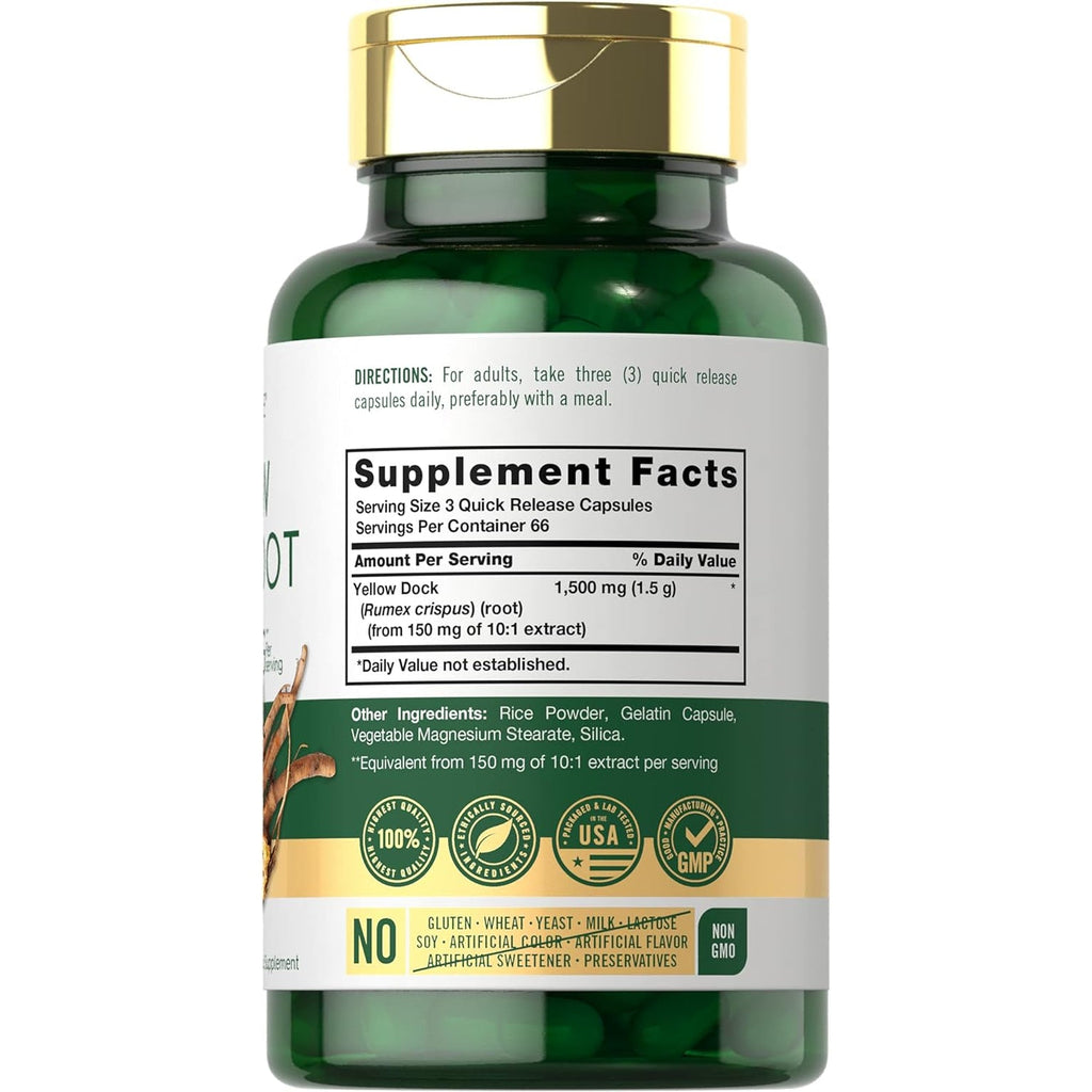Carlyle Yellow Dock Root Capsules | 200 Count | Non-Gmo, Gluten Free | High Potency Formula | Traditional Herb