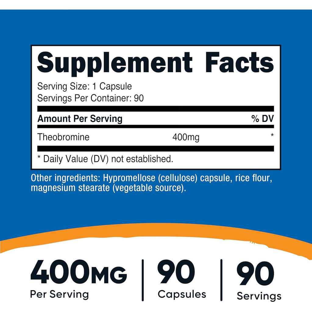 Nutricost Theobromine 400Mg, 90 Vegetarian Capsules - Gluten Free, Non-Gmo