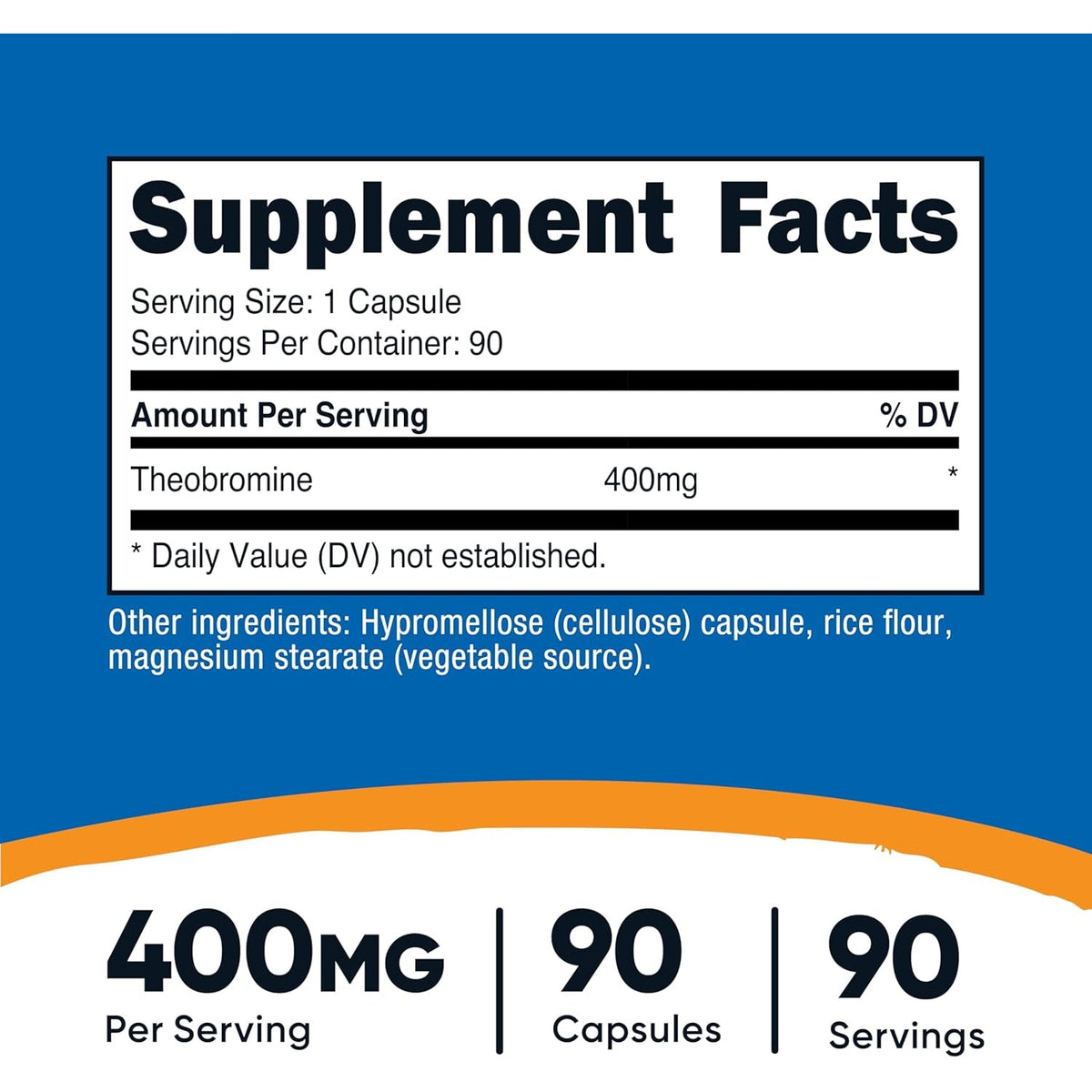 Nutricost Theobromine 400Mg, 90 Vegetarian Capsules - Gluten Free, Non-Gmo