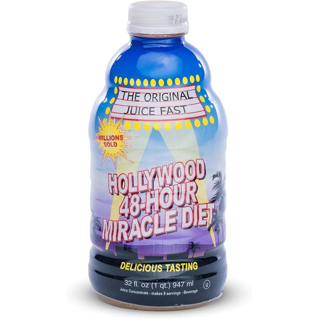 Hollywood Diet 48 Hour Detox Cleanse Drink 1 Pack, B-Vitamin Infused Juice for Body Reset, Hydration, and Energy | Ideal for Intermittent Fasting, Bloating Support, Event Prep - Fruity Flavor, 32 Oz
