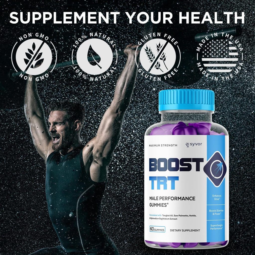 Boost TRT Gummies for Men, Official Boost TRT Male Performance Gummys with Natural Ingredients, Advanced Boosttrt Men'S Gummy Supplement with Maximum Strength Premium Vitamins (60 Gummies)