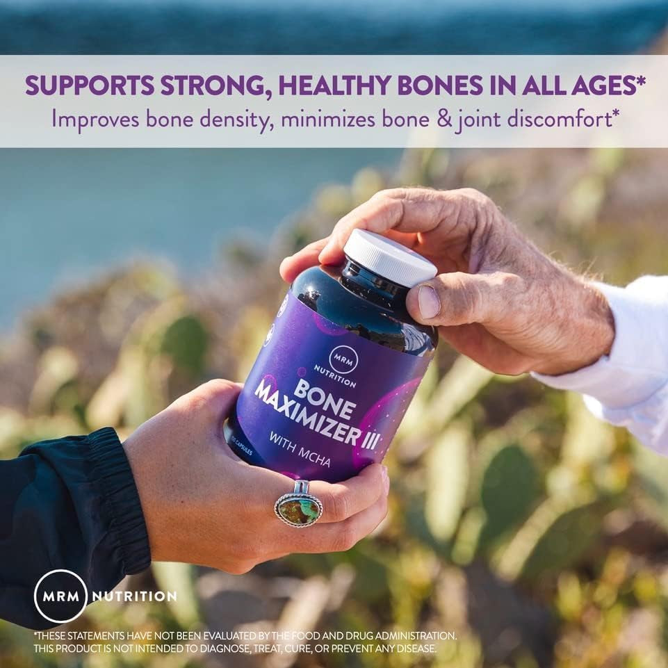 MRM Nutrition Bone Maximizer III - Supplement for Women & Men- New Zealand MCHA Calcium with Vitamin D3 and Vitamin K2 MK-7, High Potency Bone Health Formula with Magnesium and Zinc - 50 Servings