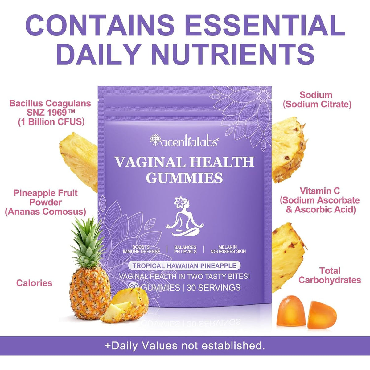 Vaginal Probiotics for Women, Vital Source Feminine Gummies, Ph Balance for Women, Premium Feminine Balance Gummies, Promotion of Womens Health - 60Gummies