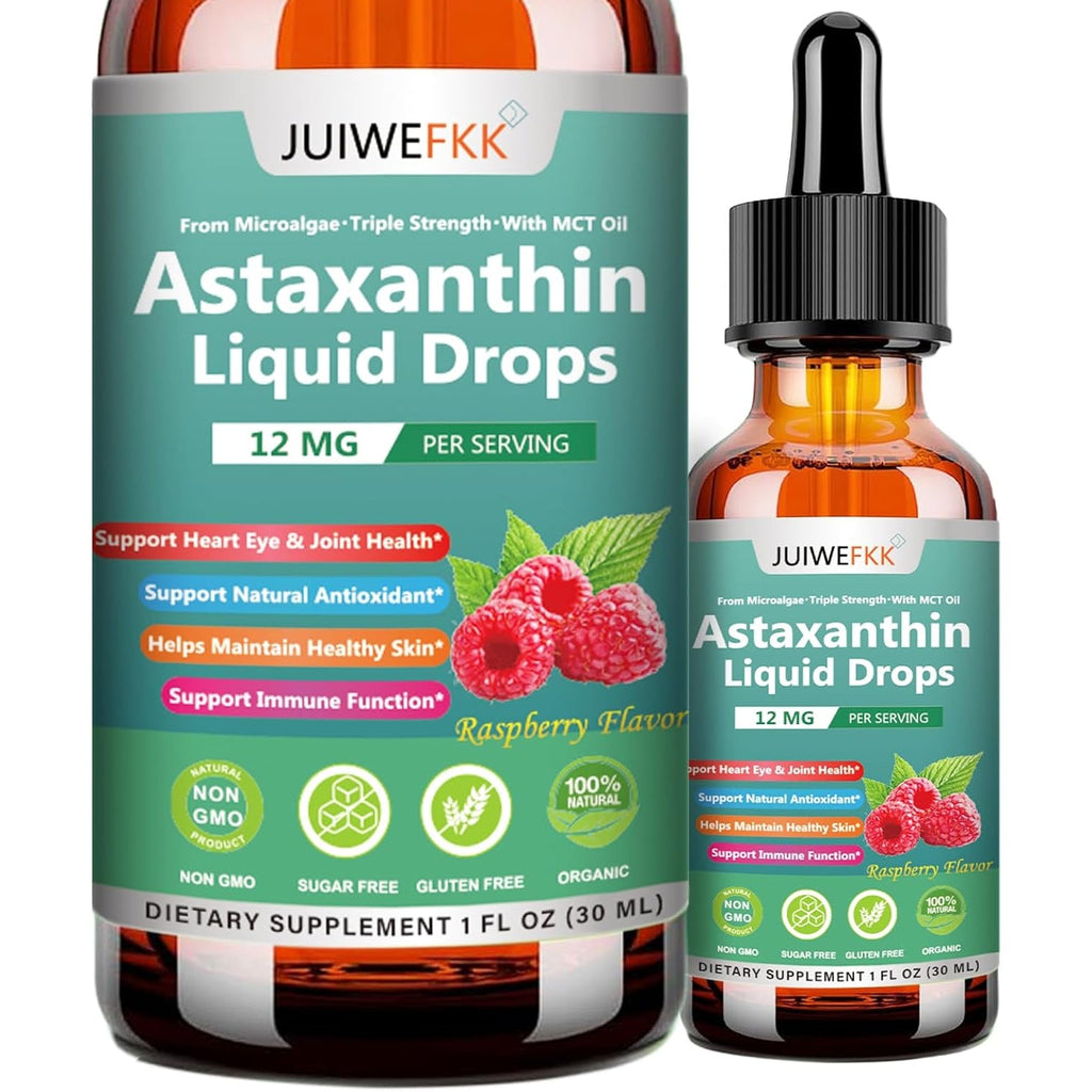 Astaxanthin Supplement 12Mg Liquid Drops, Premium Natural Astaxanthin Antioxidant from Fresh Microalgae Source W. Mct Oi for Eye Immune Joint Skin Health, Liquid Formula for Max Absorption