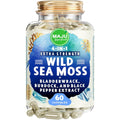 MAJU 4-In-1 Organic Sea Moss Capsules, Wild Chondrus Crispus, Seamoss W/Bladderwrack + Burdock Root, Stronger than Gel, Irish, Sebi Inspired Raw Powder in Pills, 500 Mg Capsule (60 Ct)