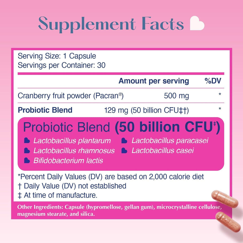 LOVEBUG Probiotics for Women with Pancran – Multi-Strain Probiotic Supporting UTI, BV, Odor & PH Balance - Vaginal Probiotics for Womens Intimate Flora & Digestive Health - 30 Capsules