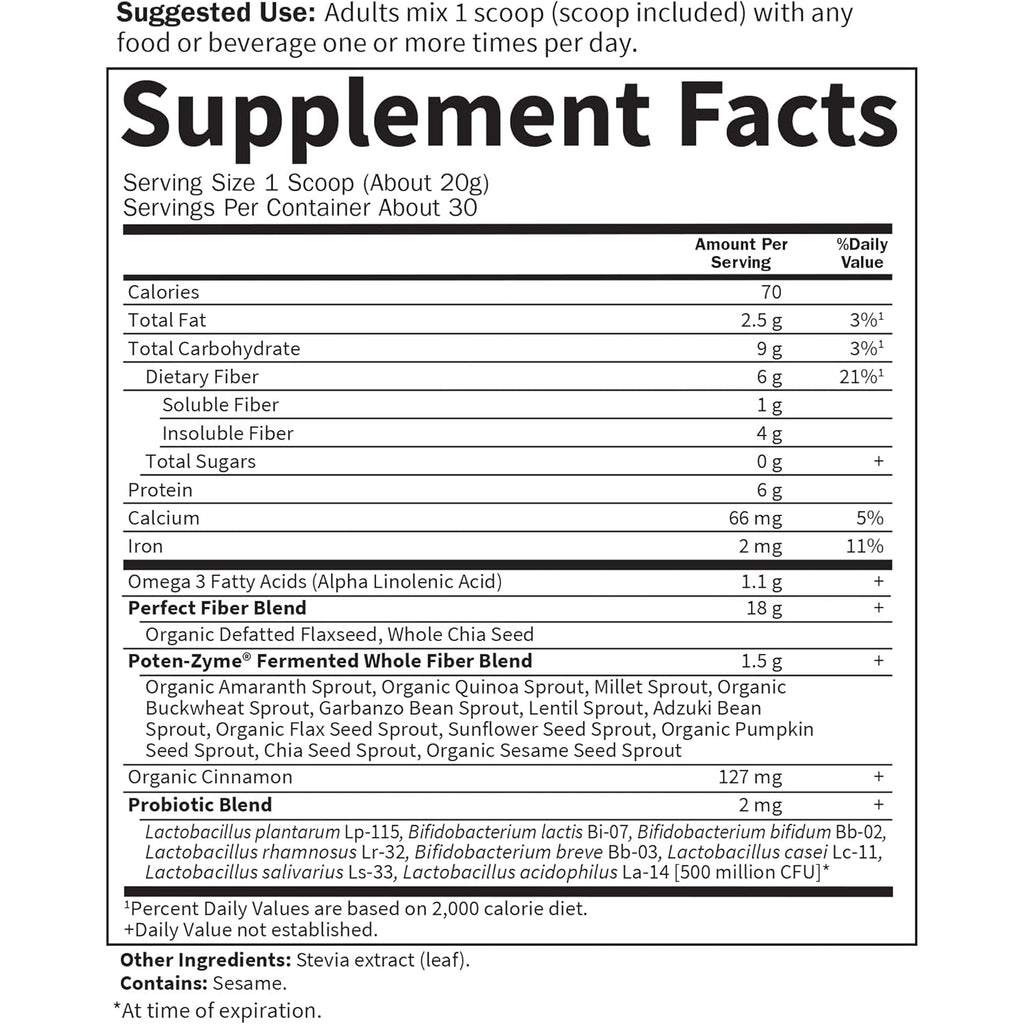 Garden of Life Super Seed - Vegetarian Whole Food Fiber Supplement with Protein and Omega 3, 5Oz (600G) Powder