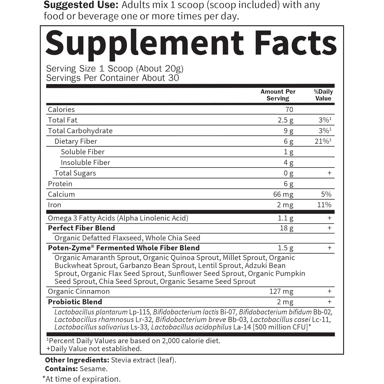 Garden of Life Super Seed - Vegetarian Whole Food Fiber Supplement with Protein and Omega 3, 5Oz (600G) Powder