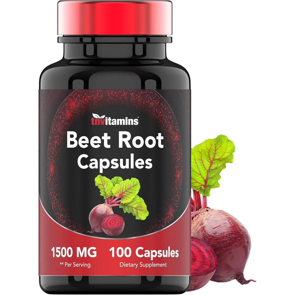 Beet Root Capsules 1500 Mg - 100 Capsules | Beet Root Powder Extract Capsules | Non-Gmo & Gluten-Free | Produced in the USA | Tnvitamins