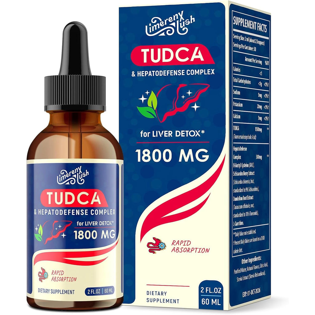 TUDCA Liver Support Drops 1800Mg - Powerful Liver Supplement with Bile Salts, NAC, Schisandra and Dandelion, Liver Detox & Repair - Fast-Absorbing, Sugar-Free, Alcohol-Free – 2 Fl.Oz