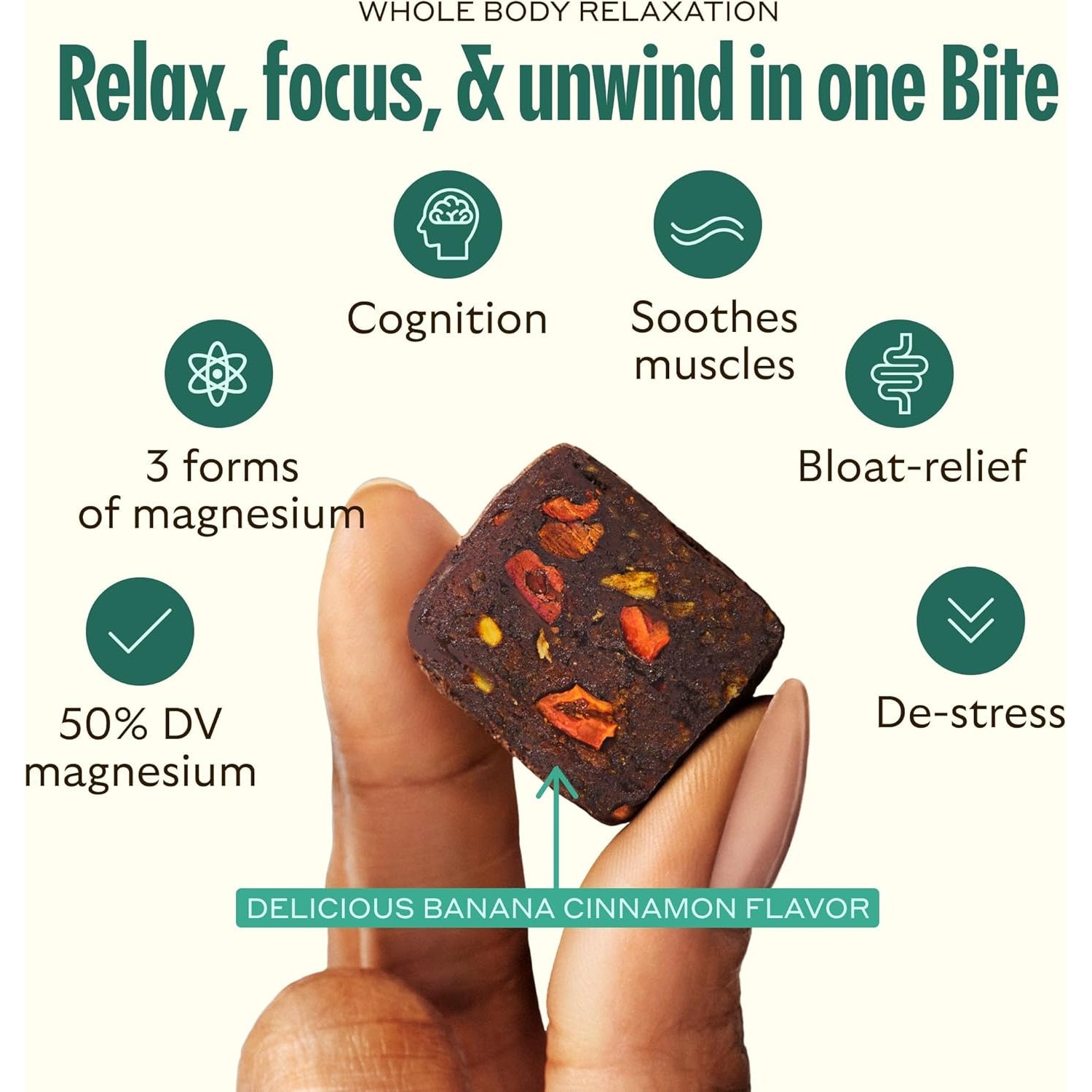 GEM Calm Bite | Supports Calm Mind & Clarity | Magnesium L-Threonate, Golden Chlorella, Lemon Balm | Holistic Non-Habit Forming | Gluten Free, Soy Free, Banana Cinnamon (7 Count)