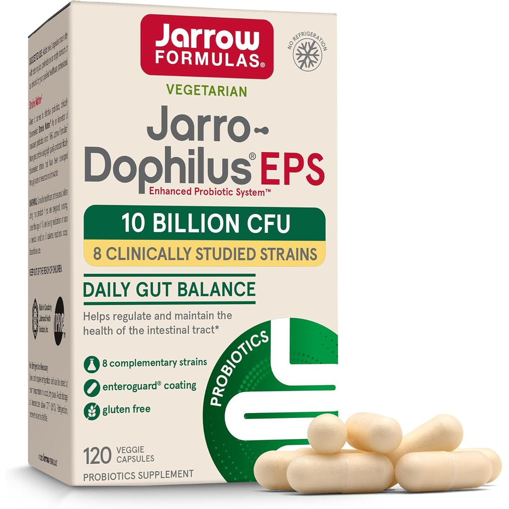 Jarrow Formulas Jarro Dophilus Probiotics 10 Billion CFU - Probiotic Supplement Capsules for Digestive Health & Gut Health for Women and Men, 120 Veggie Capsules, up to 60 Days, Shelf Stable