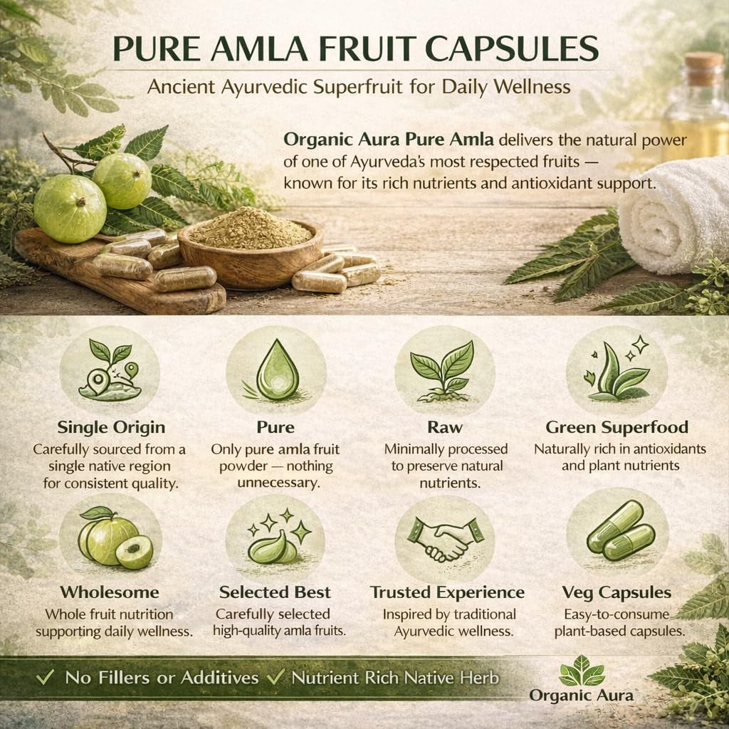 AMLA Capsules. 1000Mg per Serving, 120 Veg Capsules. Raw Green Whole Superfood. All Natural, Fresh and Original. No GMO and Gluten Free.