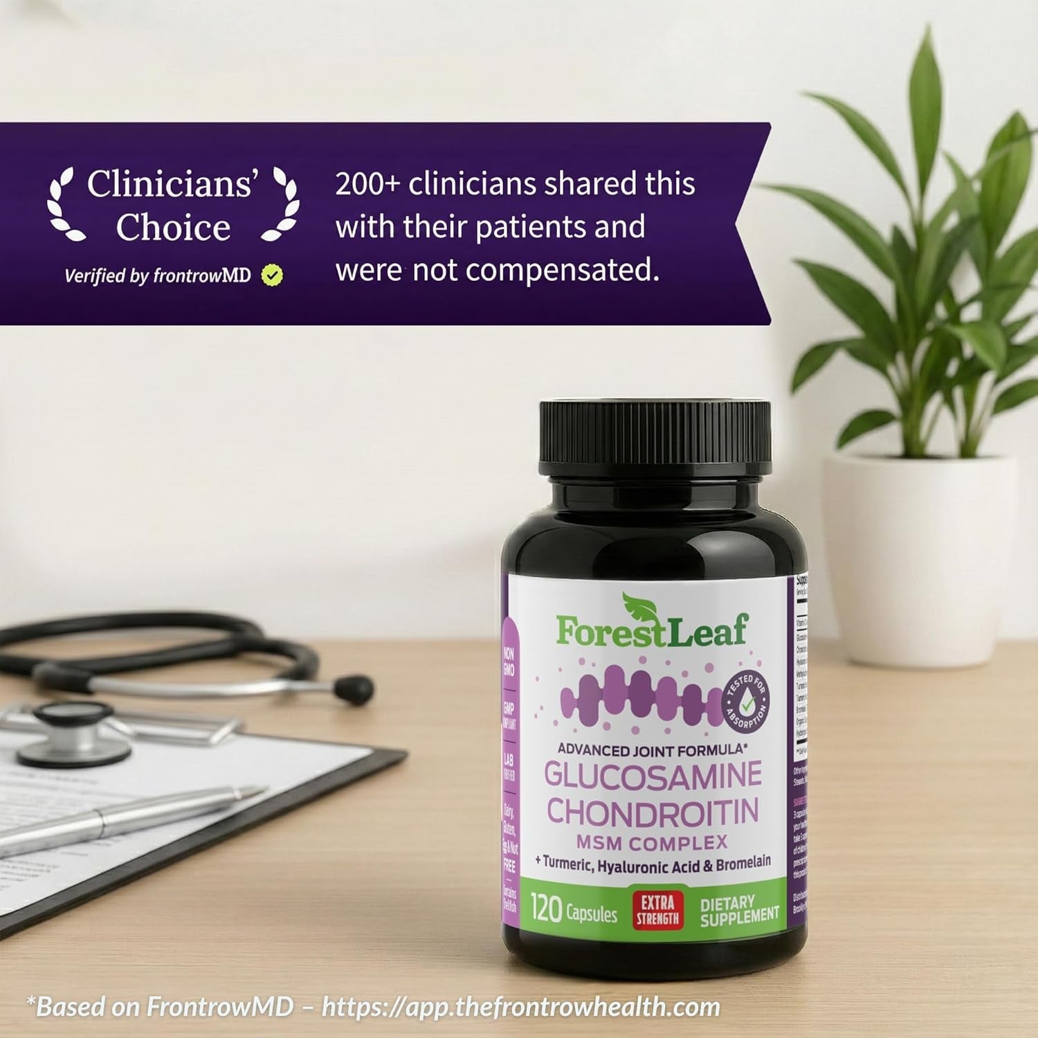 Forestleaf Glucosamine Chondroitin MSM Joint Supplement Complex - 1200Mg - 120 Caps