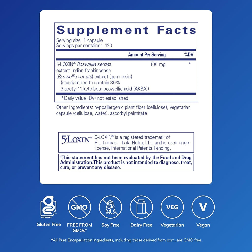 Pure Encapsulations Boswellia AKBA - Supports Joint Health, Colon, Immune System, Gastrointestinal Tract & Cell Health* - with 5-LOXIN Boswellia Extract - Vegan & Non-Gmo - 120 Capsules
